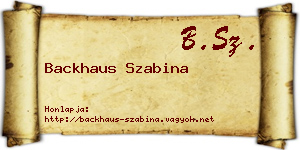 Backhaus Szabina névjegykártya